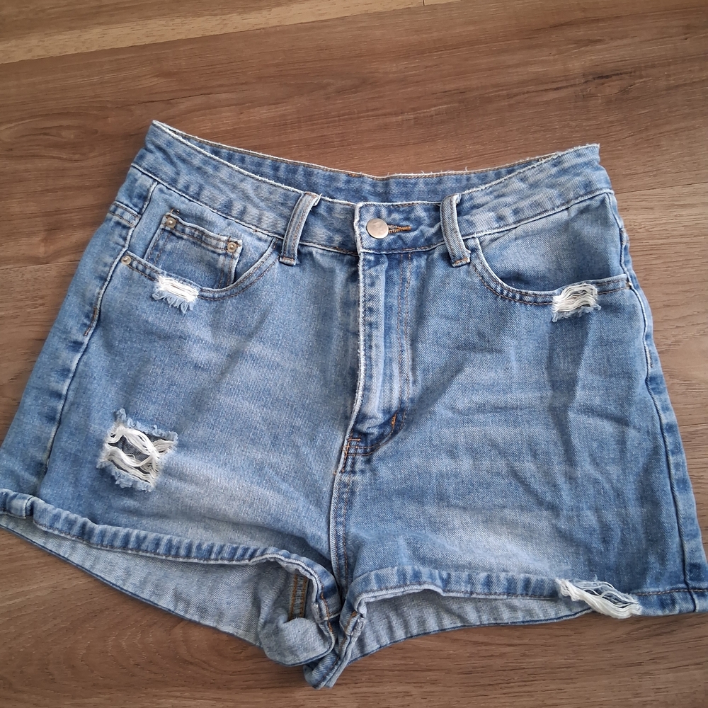 SHEIN Light Blue Distressed Jean Shorts